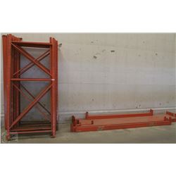 LOT OF ORANGE PALLET RACKING INCL. 9 UPRIGHTS