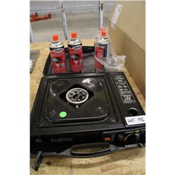 BUTANE STOVE W/4 BUTANE CANNISTERS