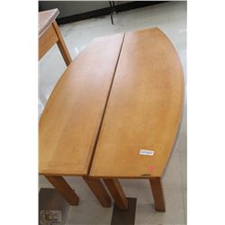 2 WOOD DISPLAY TABLES