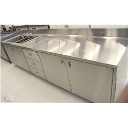 ST.STEEL 4 DOOR 3 DRAWER CABINET WITH TRIPLE SINK