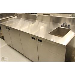 ST.STEEL 4 DOOR CABINET WITH TRIPLE SINK 7FT X 30"