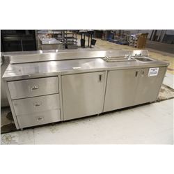 ST.STEEL 3 DOOR 3 DRAWER CABINET W/ SINK 96 X 24"