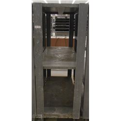 METAL THREE TIER BACKROOM STOCKING SHELF ON CASTOR