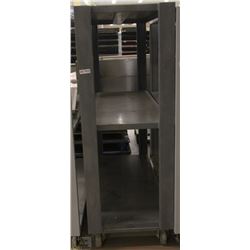 METAL THREE TIER BACKROOM STOCKING SHELF ON CASTOR