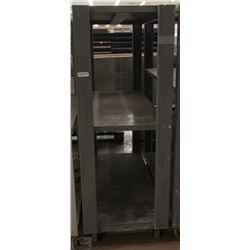 METAL THREE TIER BACKROOM STOCKING SHELF ON CASTOR