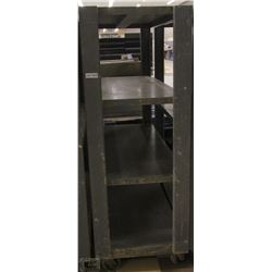 METAL THREE TIER BACKROOM STOCKING SHELF ON CASTOR