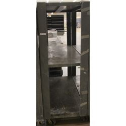 METAL THREE TIER BACKROOM STOCKING SHELF ON CASTOR