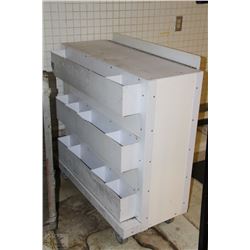 WHITE SHELF ON CASTORS