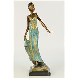 10 LBS Bronze Marble Statue Portrait Woman Figurine (19"X9")