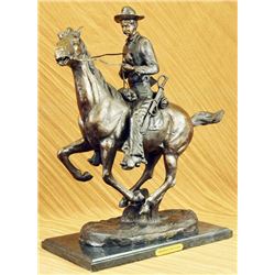 Trooper Of The Plains Cowboy On Horse Bronze sculpture