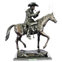 Western Bronze Cowboy Sculpture on black marble base