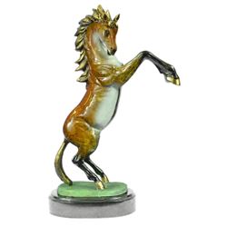 12 LBS Stallion Horse Bronze Sculpture on marble base (18"X10")