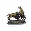 Image 5 : 23 LBS Buffalo Hunt Solid Bronze Statue on Marble base (13"X18")
