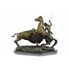 Image 6 : 23 LBS Buffalo Hunt Solid Bronze Statue on Marble base (13"X18")