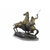 Image 7 : 23 LBS Buffalo Hunt Solid Bronze Statue on Marble base (13"X18")