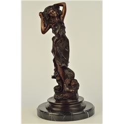 13 LBS Statue Of Gemini Lady Horoscope Astrology Bronze Figure (16"X8")