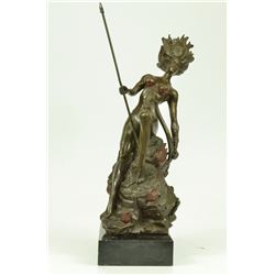 17" Naked Bust Amazon Female Warrior With Bow Sculpture (17"X9")