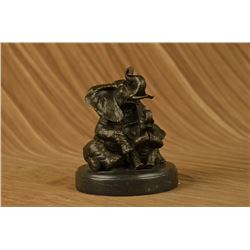 Bronze Sculpture Laughing Mother Elephant With Cub Bronze Sculpture(8"X6")