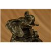 Image 3 : Bronze Sculpture Laughing Mother Elephant With Cub Bronze Sculpture(8"X6")