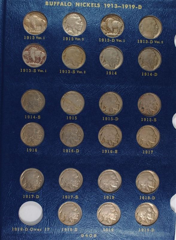 COMPLETE BUFFALO NICKEL SET NO OVER DATE OF 3LEGS, 1913 THRU 1938!