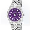 Image 1 : Rolex Mens Stainless Steel Purple Index Pyramid Diamond Datejust Wristwatch