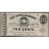 Image 1 : 1863 Ten Cents The State of Alabama Obsolete Note - Pinhole