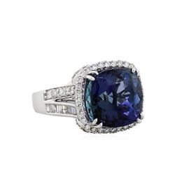 18KT White Gold GIA 13.84ct Tanzanite and Diamond Ring