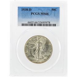 1938-D Liberty Walking Half Dollar Coin PCGS Graded MS66