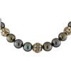 Image 2 : 11.5mm-13.5mm Tahitian Cultured Black Pearl and Diamond Necklace