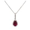 Image 1 : 14KT White Gold 2.50ct Pink Tourmaline and Diamond Pendant With Chain