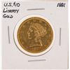 Image 1 : 1881 $10 Liberty Head Eagle Gold Coin
