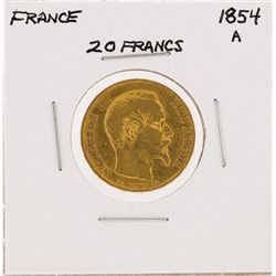 1854-A 20 Francs France Gold Coin