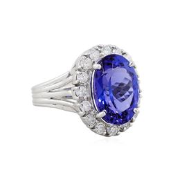 18KT White Gold GIA 6.56ct Tanzanite and Diamond Ring