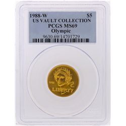 1988-W $5 US Vault Collection Olympic Gold Coin PCGS MS69