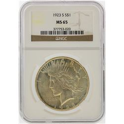 1923-S $1 Peace Silver Dollar Coin NGC Graded MS65