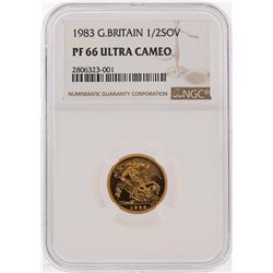 1983 1/2 Sovereign Great Britain Gold Coin NGC PF66 Ultra Cameo