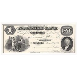 1853 $1 Pittsfield Bank Proof Obsolete Note