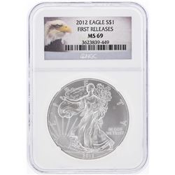 2012 $1 American Silver Eagle Coin NGC Graded MS69