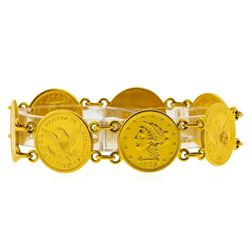 $2 1/2 Liberty Head Quarter Eagle Gold Coin Bracelet