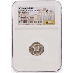 Roman Empire AD 147-175/6 Faustina Jr. AR Denarius Coin NGC Ch F