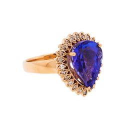 14KT Rose Gold 6.14ct Tanzanite and Diamond Ring