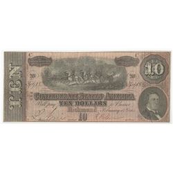 1864 $10 The Confederate States of America Note