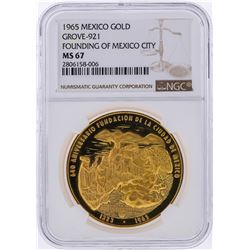 1965 Mexico Gold Grove-921 Founding of Mexico City NGC MS67