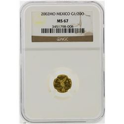 2002 1/20 oz Mexico Gold Libertad Coin NGC Graded MS67