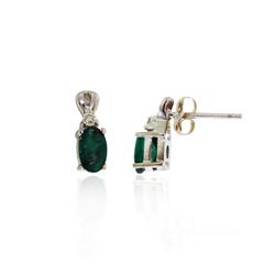 10KT White Gold 0.3ct Emerald and Diamond Earrings