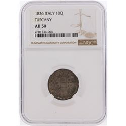 1826 Italy 10 Quattrini Tuscany Coin NGC AU50