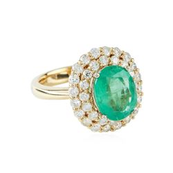 14KT Yellow Gold 2.63ct Emerald and Diamond Ring