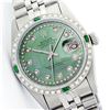 Image 1 : Mens Rolex Stainless Steel String Diamond Emerald Datejust Wristwatch