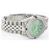 Image 2 : Mens Rolex Stainless Steel String Diamond Emerald Datejust Wristwatch