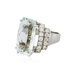 14KT White Gold GIA Certified 15.62ct Aquamarine and Diamond Ring